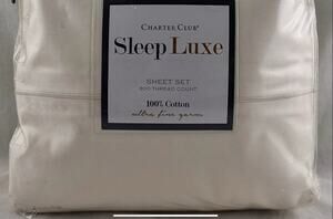 Charter Club Sleep Luxe 800 Thread Count QUEEN Sheet Set Ivory